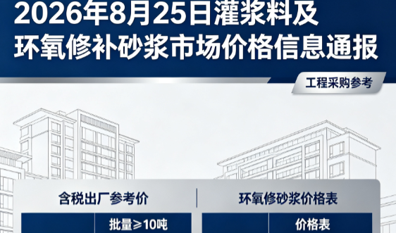 名山2026年8月25日灌浆料及环氧修补砂浆市场价格信息通报